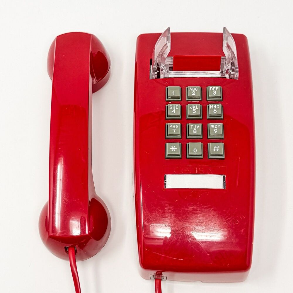 Cortelco 255447-VBA-20M RED Push Button Wall Phone Telephone Single Line